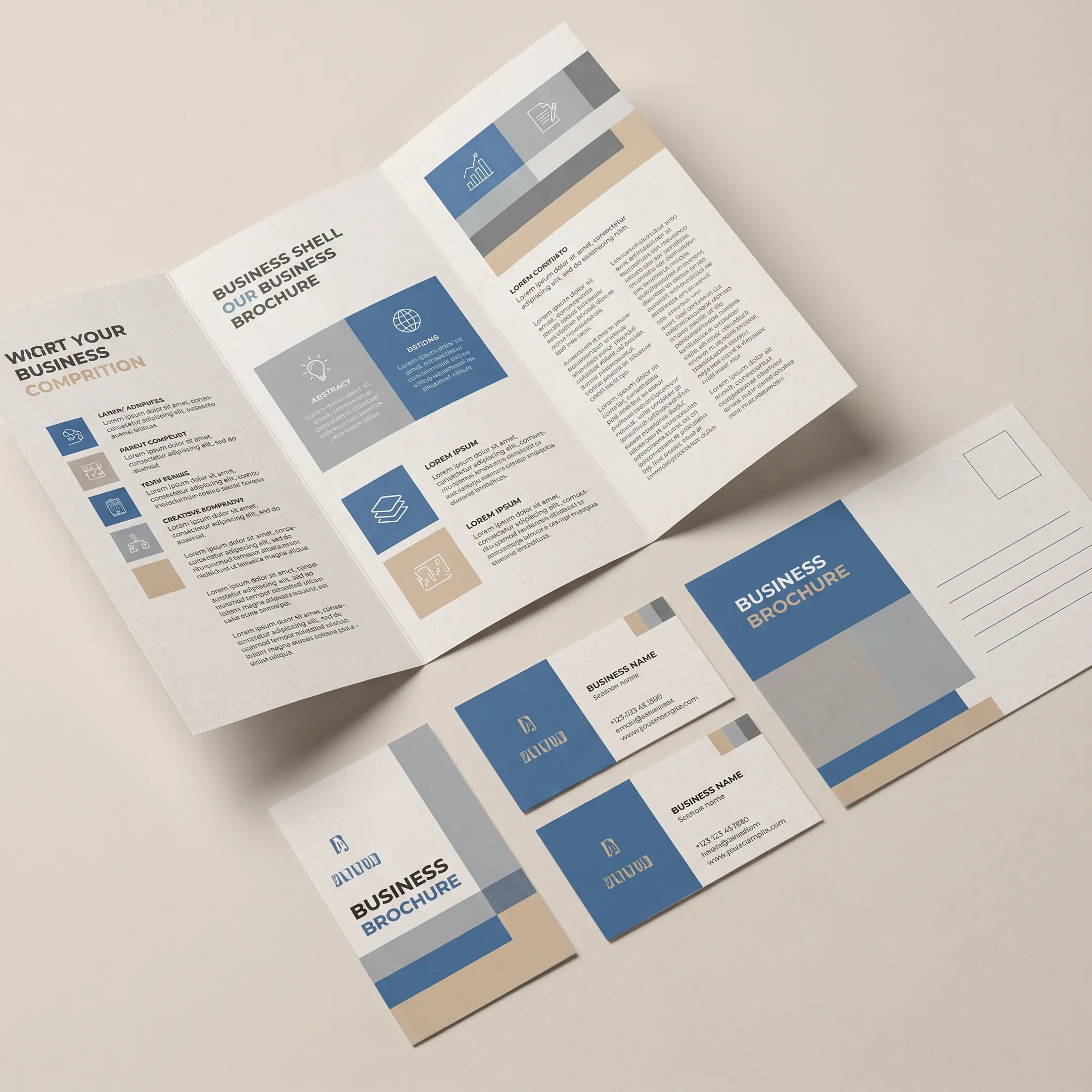 Printed brochure showing a polished branded layout on a design workspace