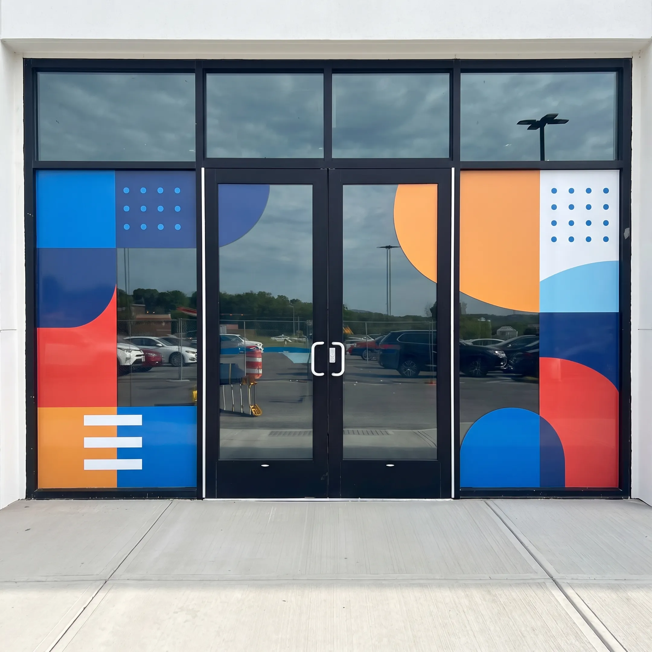 Custom branded window graphics installed in a commercial interior