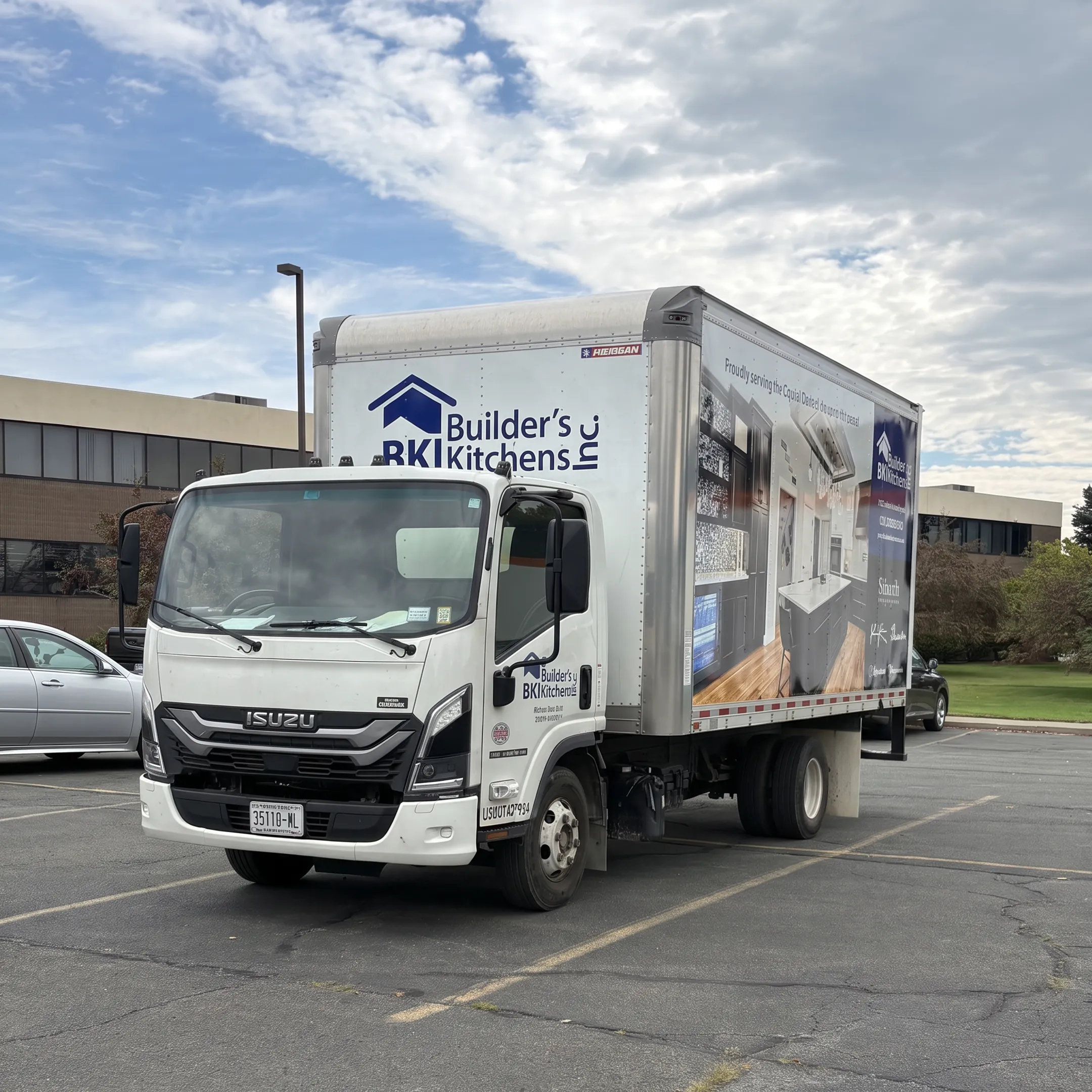 Custom vehicle wrap graphics prepared for installation