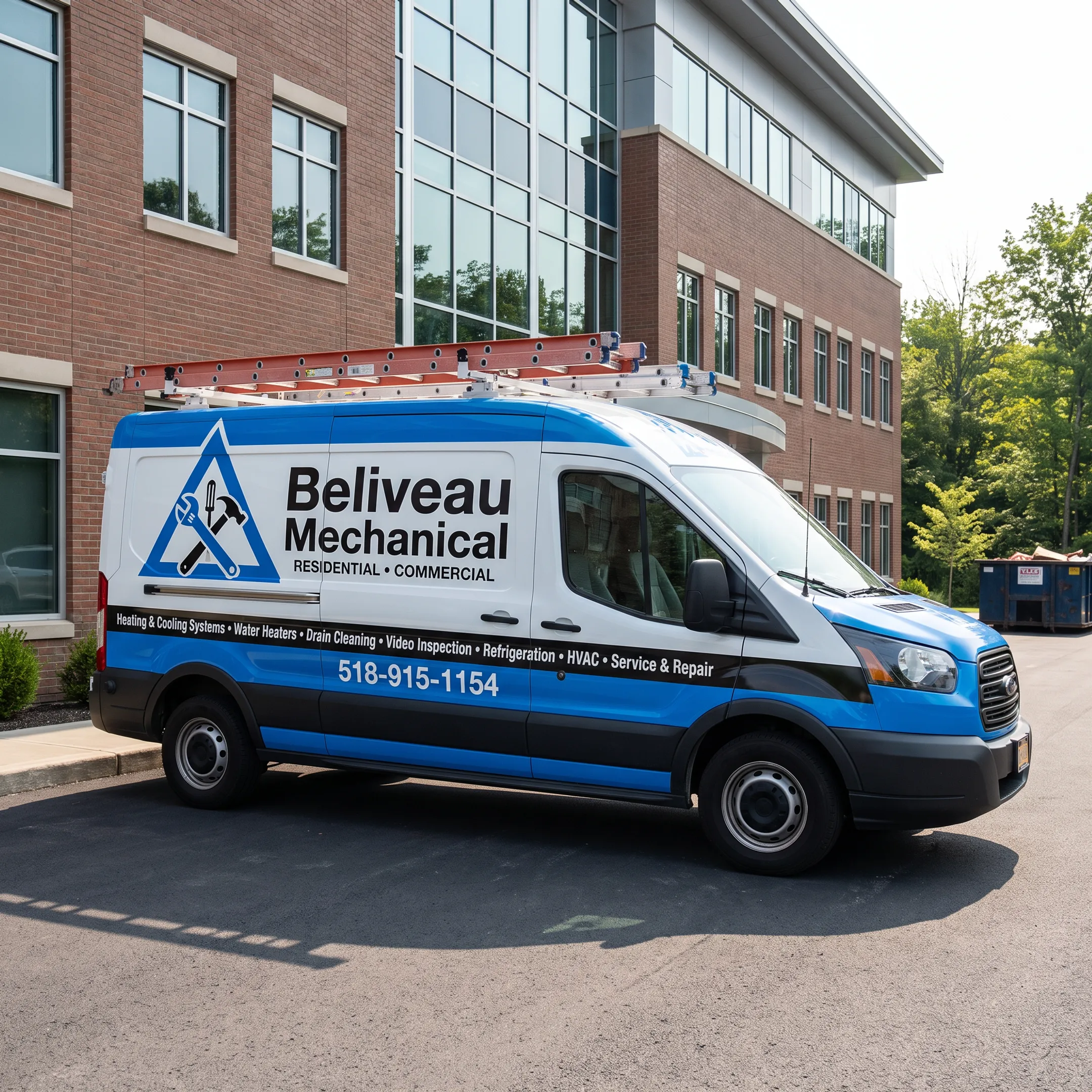 Branded Ford Transit van displaying custom business graphics
