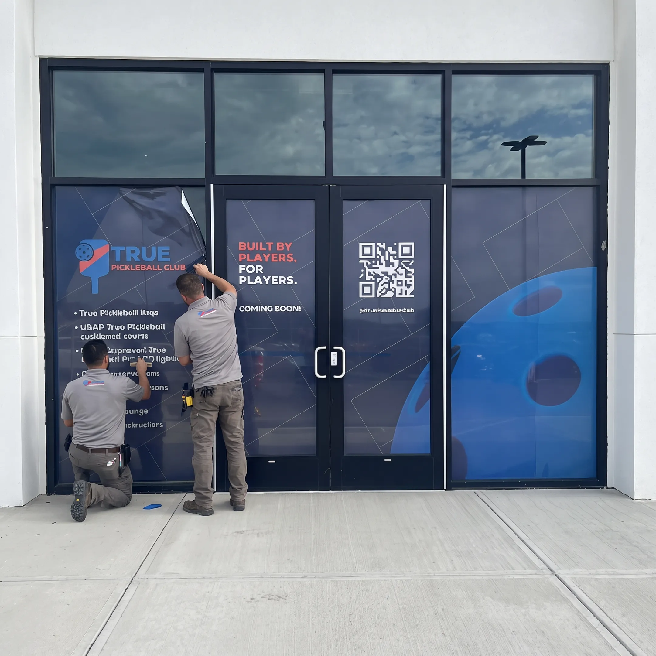 Printed wall mural and window graphics installed in a commercial space