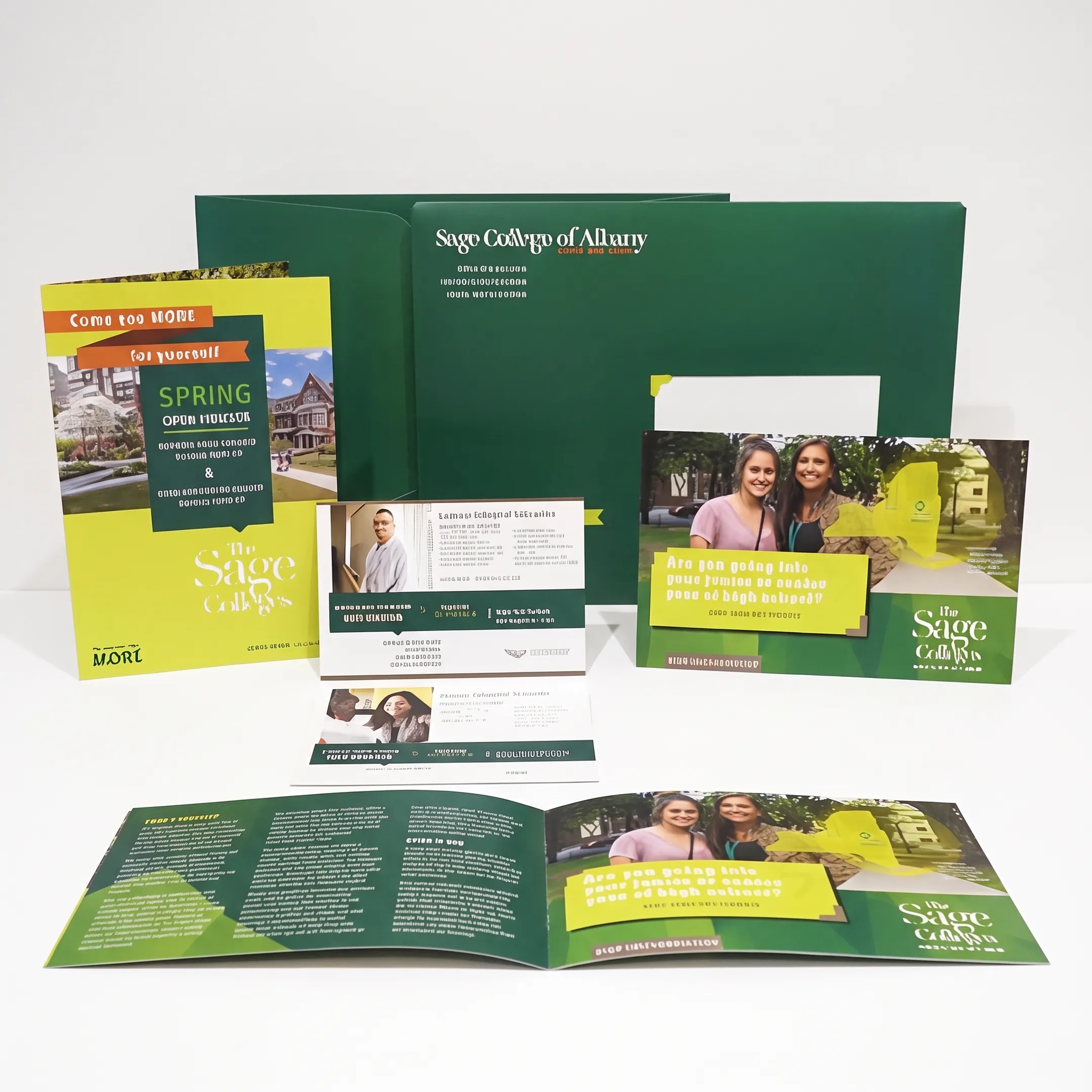 Custom graphic design materials prepared for print and digital use