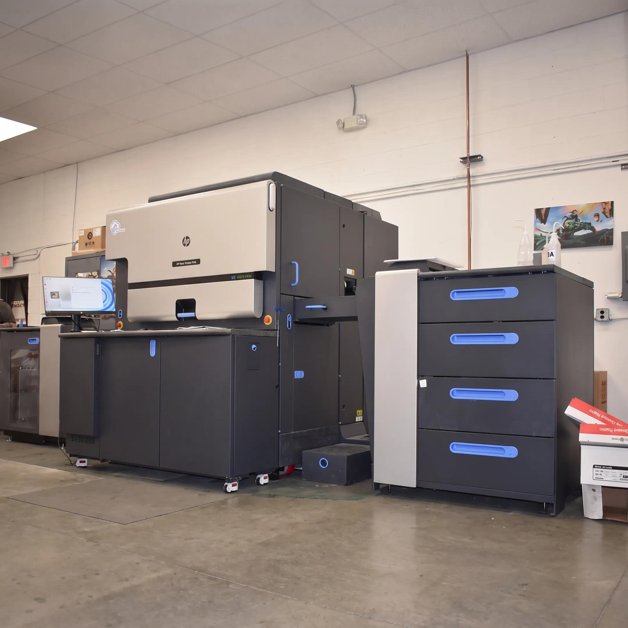 Digital printing and finishing equipment producing polished business materials