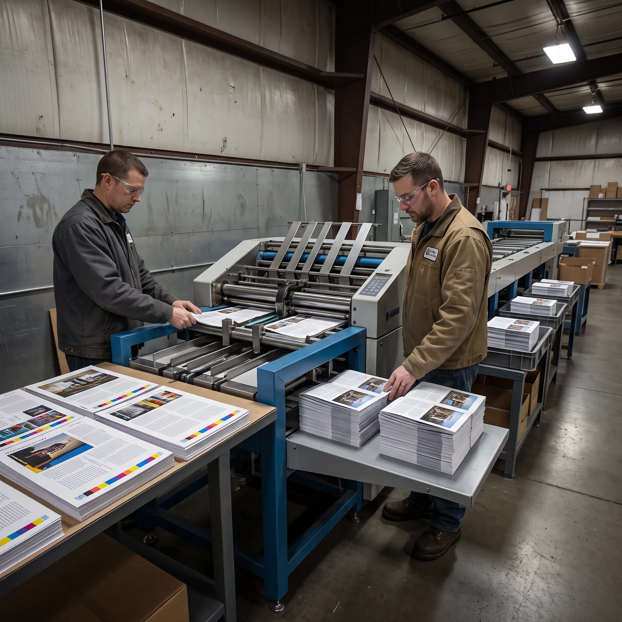 Publication pages moving through an integrated print production workflow