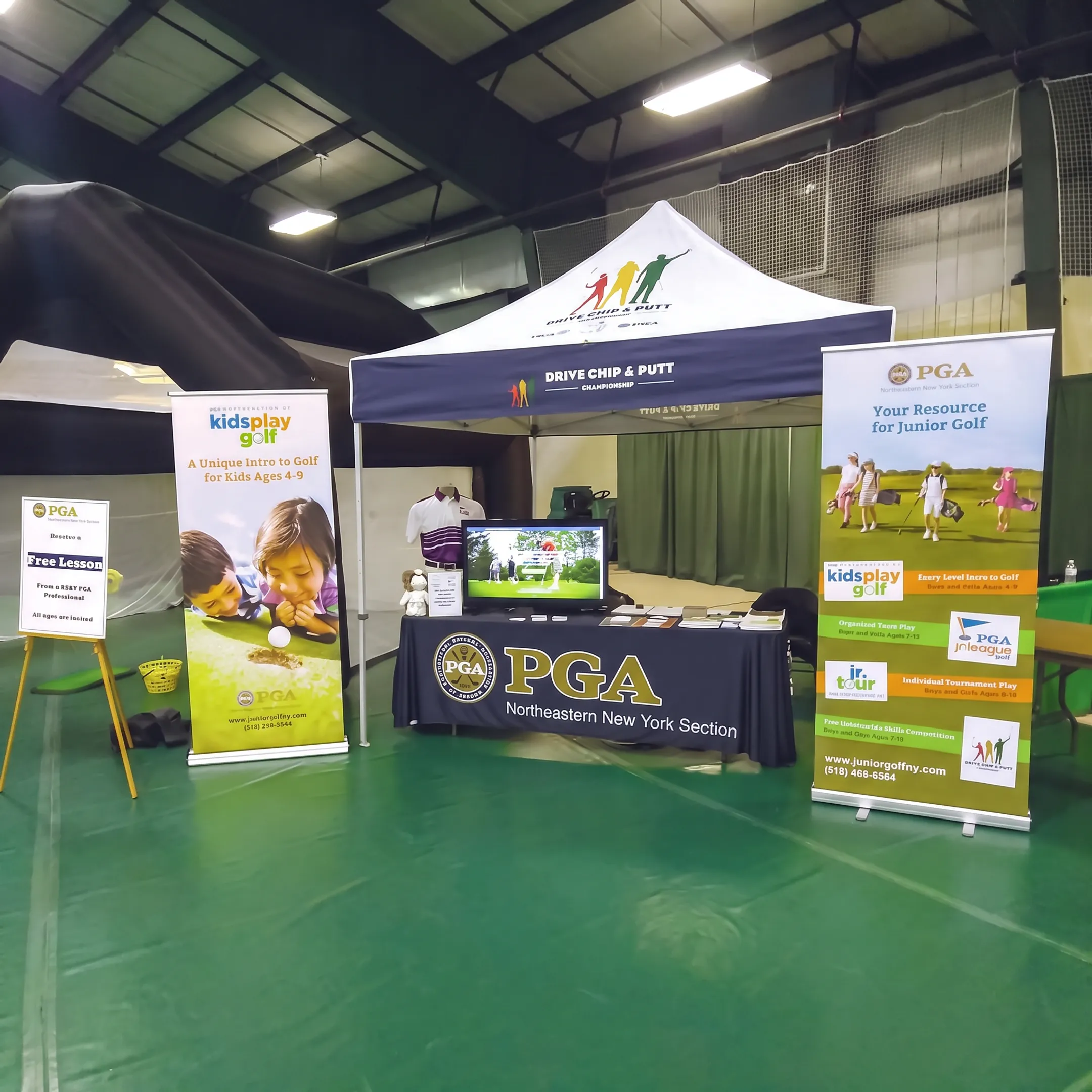 Printed trade show display graphics being prepared for installation