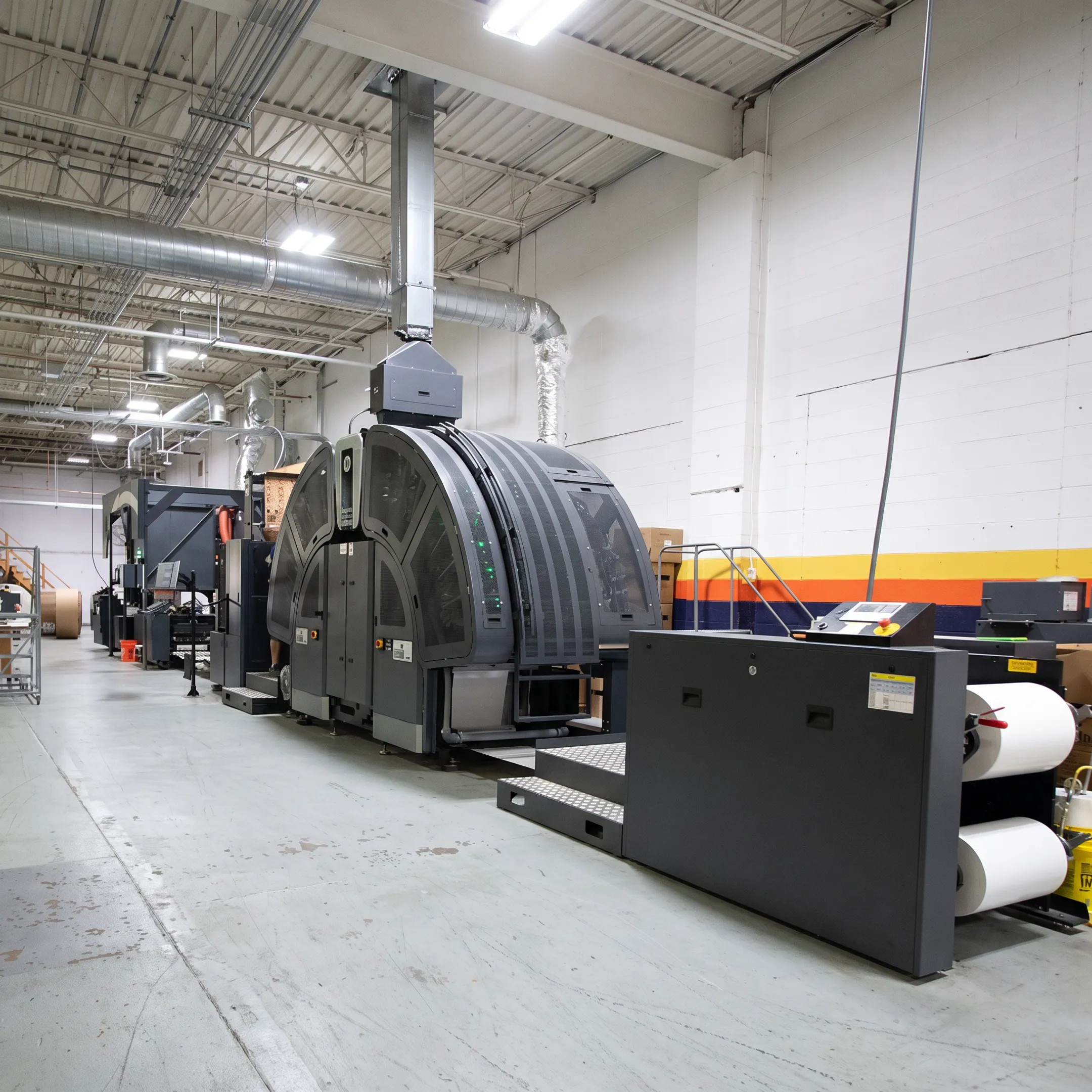 Personalized direct mail pieces moving through an in-house mailing operation