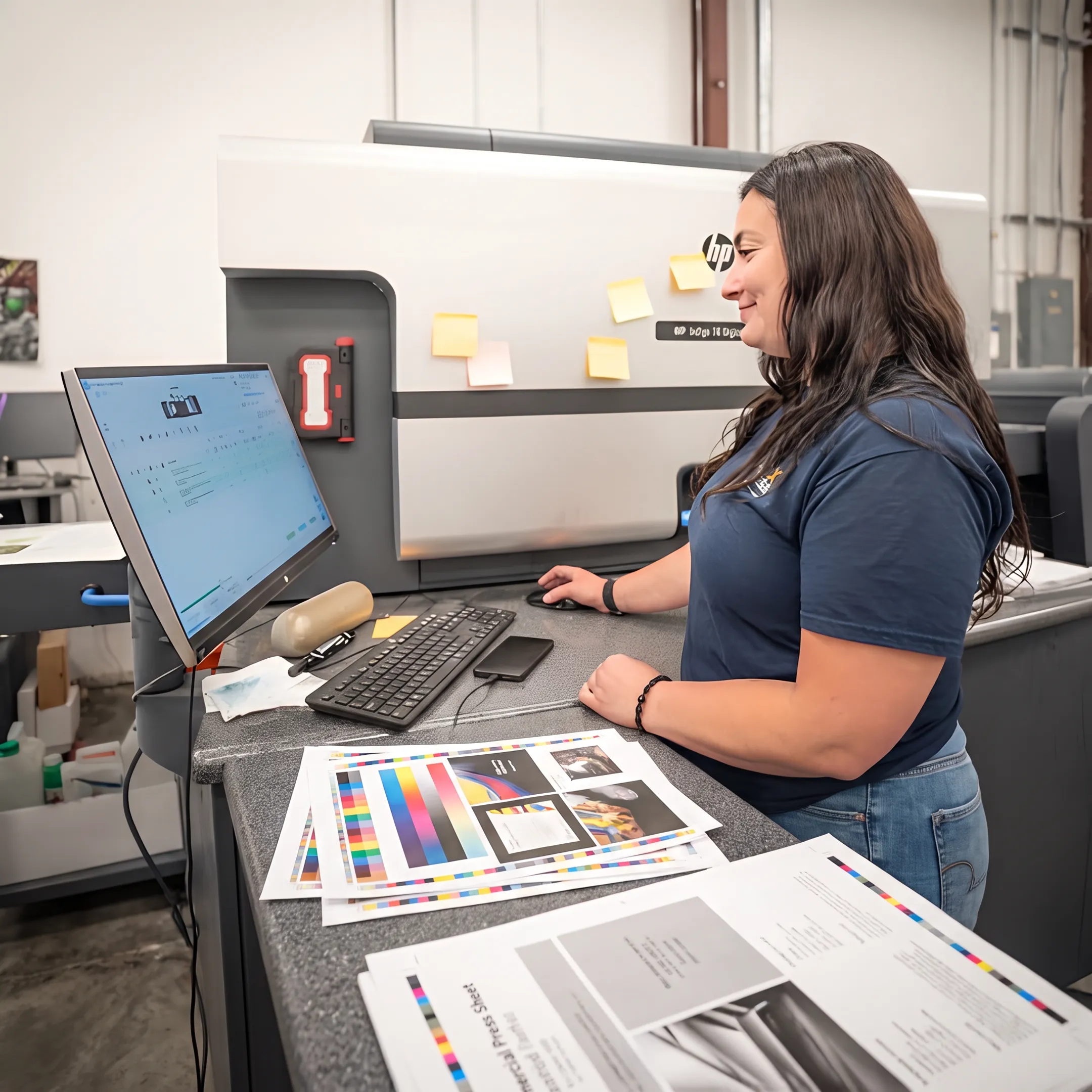 Designer preparing artwork for print production