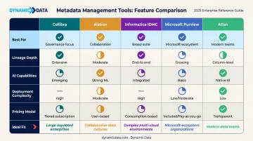 Five metadata management tools comparison chart for data governance 2025