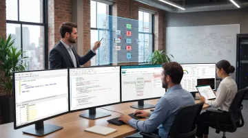 Data engineering team reviewing pipeline quality issues on multiple monitors