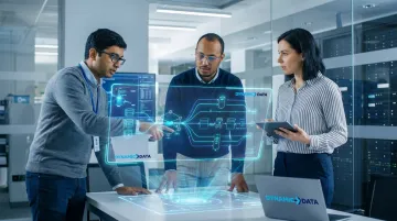 Data engineering team reviewing pipeline architecture and integration tool stack setup