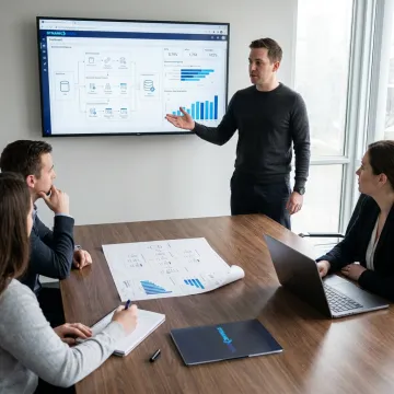 Consultant presenting financial data strategy