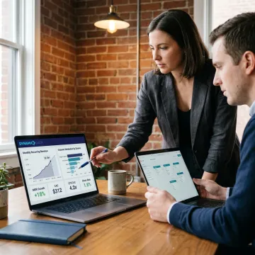 Consultant reviewing embedded Tableau dashboard strategy