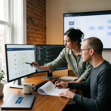 Enterprise data warehouse architecture diagram and analytics planning session