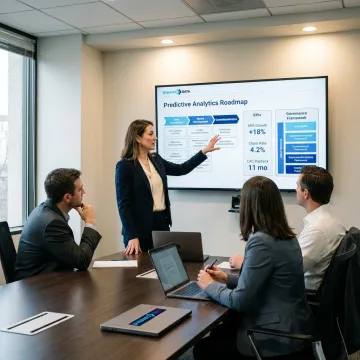 Consultant presenting predictive analytics strategy