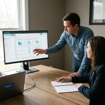 Consultant presenting Azure data architecture strategy