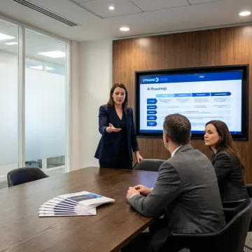 Consultants presenting an AI value roadmap