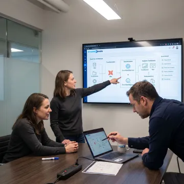 Data engineers planning architecture workflow