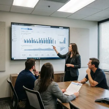 Power BI consultant reviewing dashboards with Atlanta business team