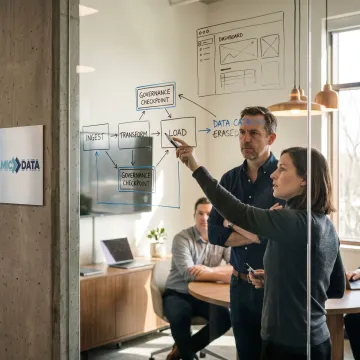 Consultants mapping a secure analytics process