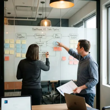 AI consulting team mapping healthcare data strategy