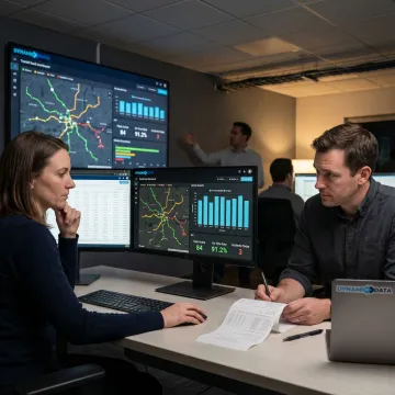 Transit analytics dashboard in an operations control room
