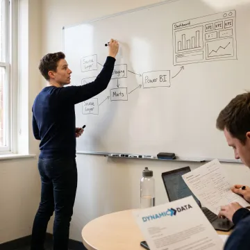 Consultant mapping a Power BI implementation process