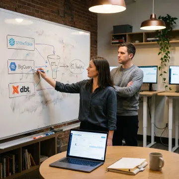 Consultants planning a data integration workflow