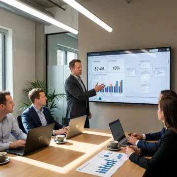 Consultant presenting Power BI reporting solution