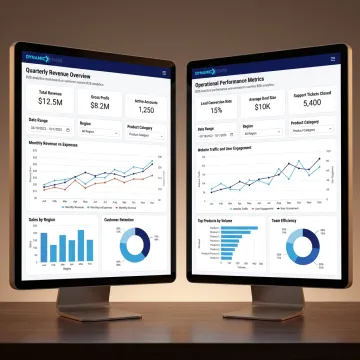 Custom business dashboard and reporting visuals