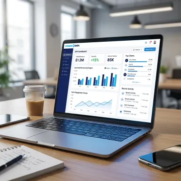 Custom business intelligence dashboard on screen