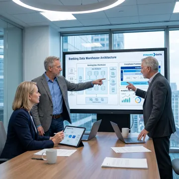 Team planning a banking data warehouse architecture