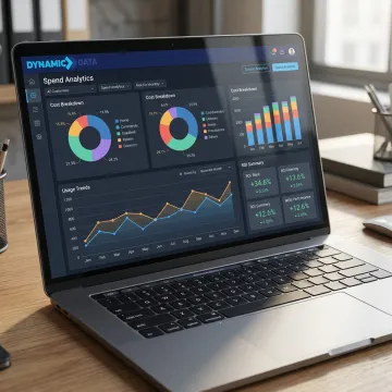 AI spend reporting dashboard on laptop