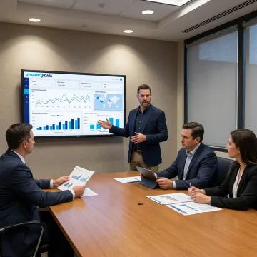 Analyst presenting custom dashboard insights