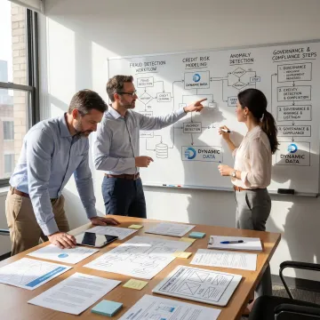 Consultants mapping a credit risk analytics process