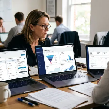 Ecommerce analytics consultant reviewing AI dashboard