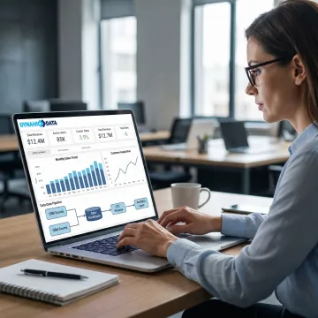 Automated business intelligence dashboard on laptop
