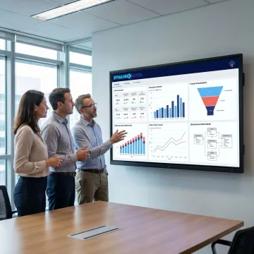 Business intelligence consultants reviewing analytics dashboards