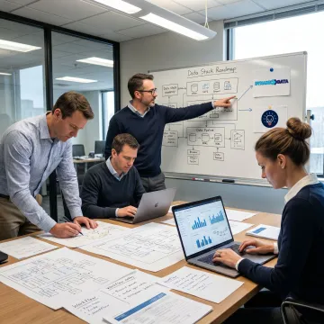 Consultants mapping a business intelligence process
