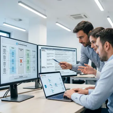 Consultants mapping a data governance process