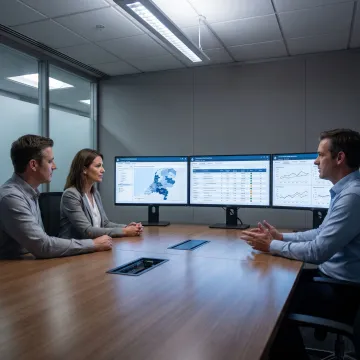 Government data analytics consultants reviewing dashboards