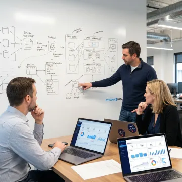 Consultants mapping an AI analytics implementation process