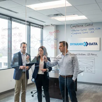 Data governance planning session with financial workflows