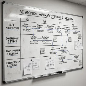 AI roadmap planning process with data and culture milestones