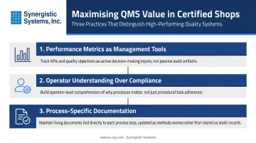 Three practices for maximizing ISO 9001 QMS value in certified machining shops