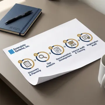 A flowchart illustrating the 5-step process for achieving ISO 22000 certification.