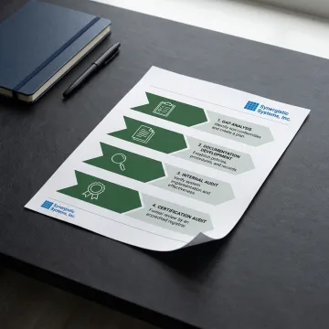 A flowchart illustrating the ISO 14001 certification process.