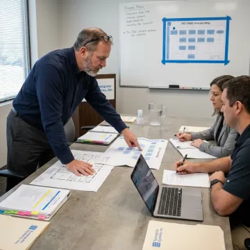 ISO consultant leading an EMS implementation workshop