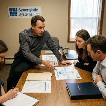 ISO consultant reviewing improvement records