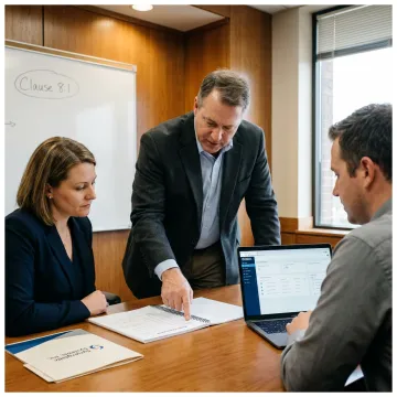 ISO consultant reviewing QMS process steps
