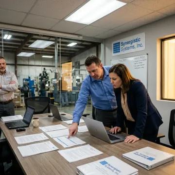 Consultants reviewing ISO management system documents